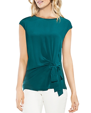 VINCE CAMUTO MIXED MEDIA TIE-FRONT TOP,9138023
