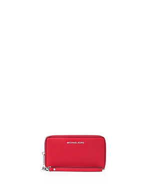 Michael Michael Kors Multi-function Flat Large Smartphone Wristlet In Bright Red/silver