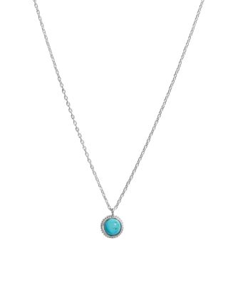 Shinola Sterling Silver Coin Edge Turquoise Pendant Necklace, 16
