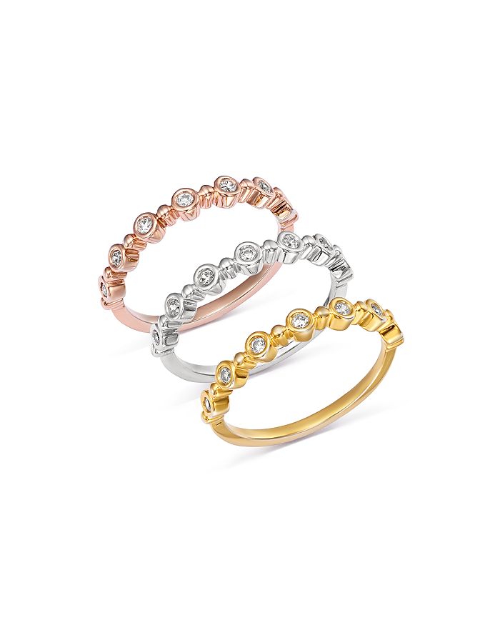 Bloomingdale's Diamond Bezel Beaded Stacking Rings in 14K Gold 100