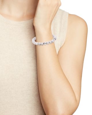 Sterling Silver & Stone Beaded Stretch Bracelet - Exclusive