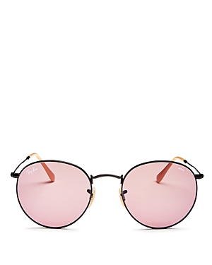 Ray Ban Ray-ban Unisex Evolve Polarized Round Sunglasses, 53mm In Black/violet
