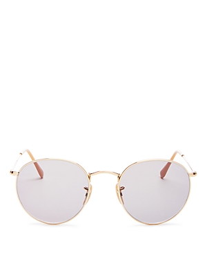 Ray Ban Ray-ban Unisex Evolve Polarized Round Sunglasses, 53mm In Gold/gray