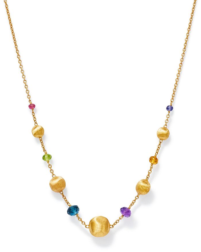 MARCO BICEGO 18K YELLOW GOLD AFRICA COLOR MULTI GEMSTONE BEAD NECKLACE, 16,CB2323-MIX02-Y