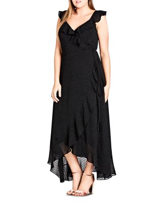 maxi ruffle wrap dress