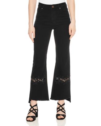 Sandro Tori Flared Lace-Inset Jeans | Bloomingdale's