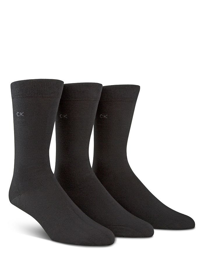 Shop Calvin Klein Men's Combed Flat Knit Sock, Pack Of 3 In Black
