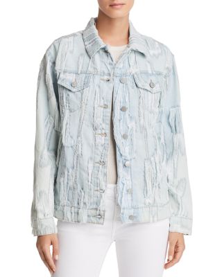 True Religion - Trucker Shredded Denim Jacket in Cyan Cyclone