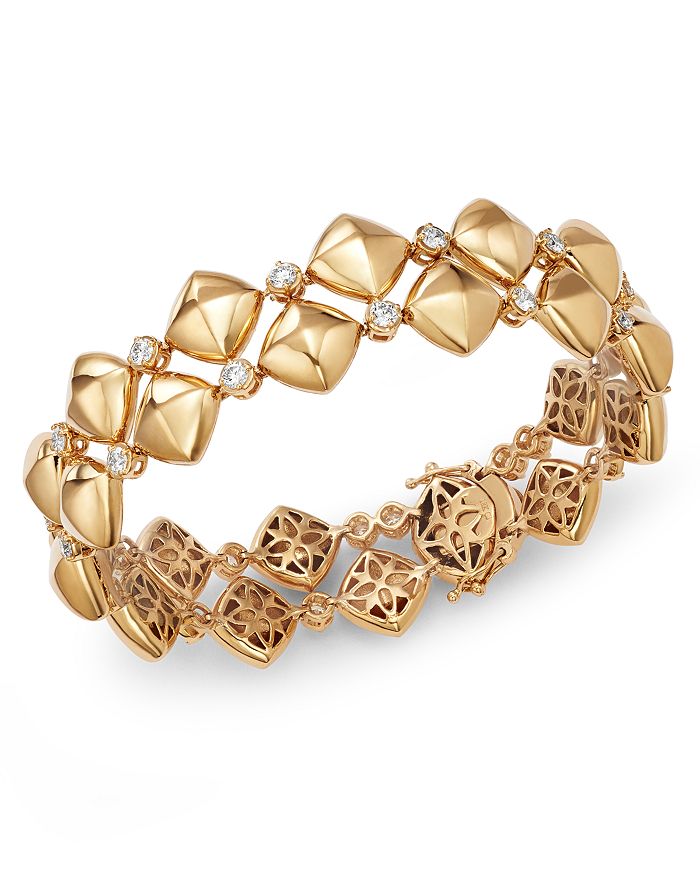 Bloomingdale's Diamond & Puff Pyramid Bracelet In 18k Yellow Gold, 2.0 Ct. T.w. - 100% Exclusive In White/gold