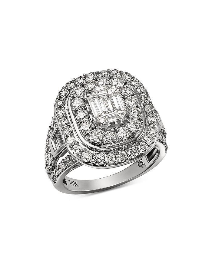 Bloomingdale's Diamond Mosaic & Double Halo Ring In 14k White Gold, 3.0 Ct. T.w. - 100% Exclusive