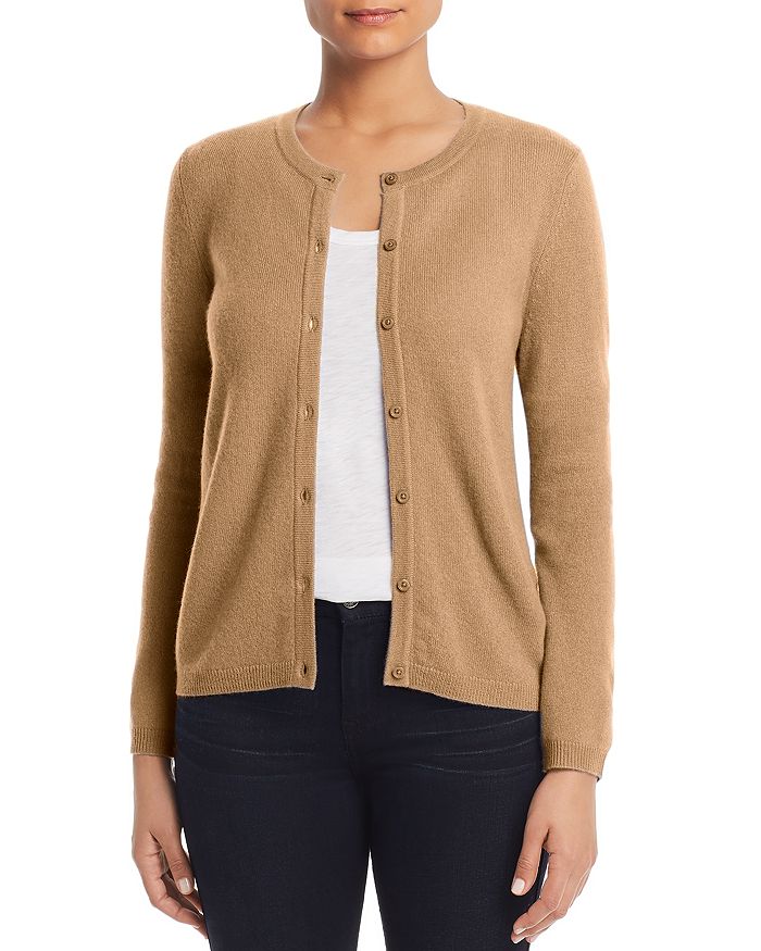 C By Bloomingdale's Crewneck Cashmere Cardigan - 100% Exclusive In Honey