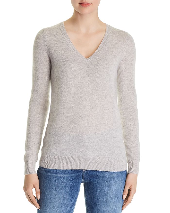 C By Bloomingdale's V-neck Cashmere Sweater - 100% Exclusive In Light Gray