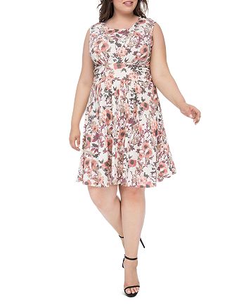 B Collection by Bobeau Curvy Skye Floral-Print Fit-and-Flare Dress ...