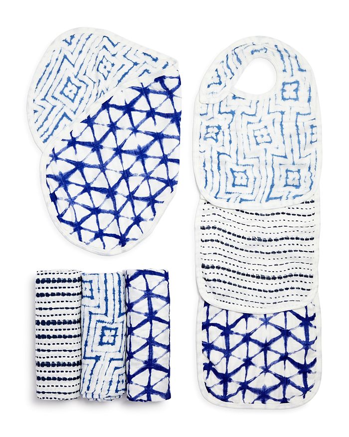 Aden and Anais Indigo Shibori Silky Soft Swaddles Bibs