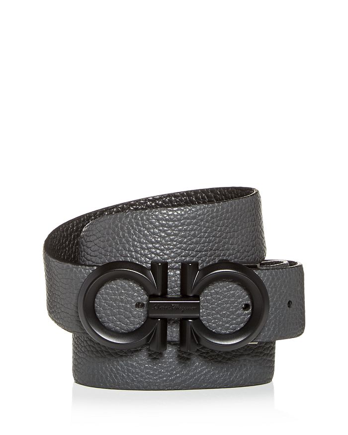 Shop Ferragamo Salvatore  Men's Black Buckle Reversible Leather Belt In Nero