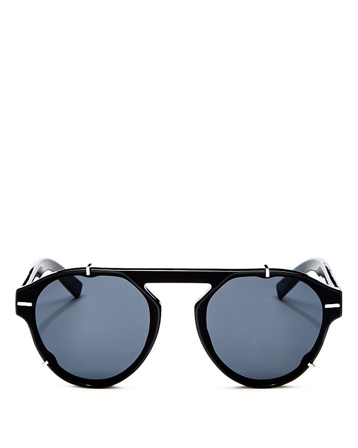 Dior Homme Men's Black Tie Flat Top Round Sunglasses, 62mm In Black/gray