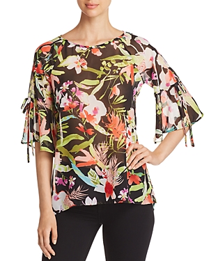 STATUS BY CHENAULT STATUS BY CHENAULT FLORAL BELL-SLEEVE TOP,2458H978B