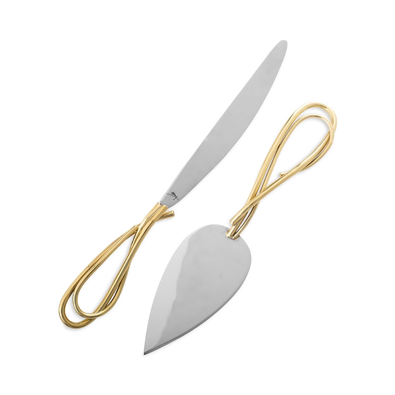 Michael Aram Calla Lily Cake Knife And Server Set In Gold/silver