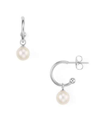 Bloomingdale's Fine Collection - Hoop & Cultured Freshwater Pearl Drop Earrings - Exclusive