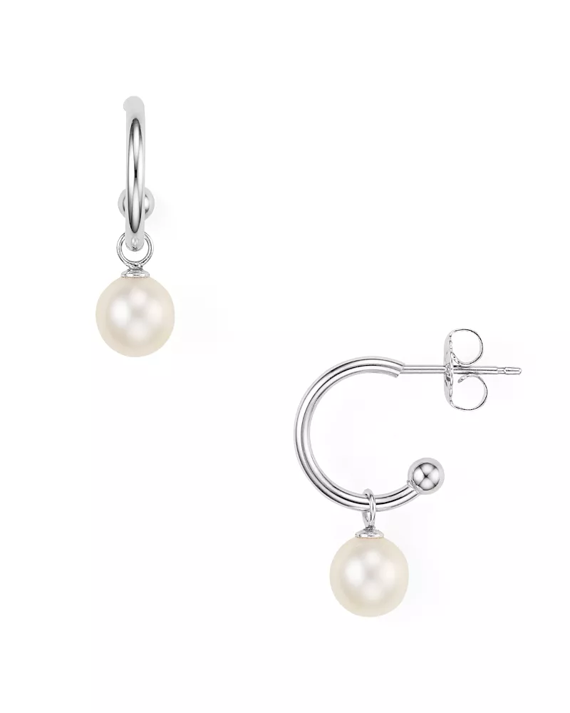 Bloomingdale's Fine Collection Hoop & Cultured Freshwater Pearl Drop Earrings