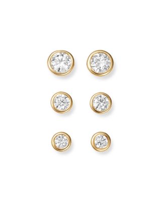Diamond Bezel Stud Earrings in 14K Yellow Gold, 0.20-1.0 tcw 
