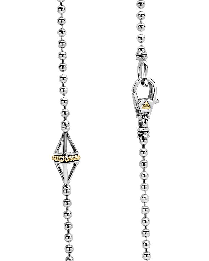 Shop Lagos 18k Gold & Sterling Silver Ksl Pyramid Station Necklace, 32 In Gold/silver
