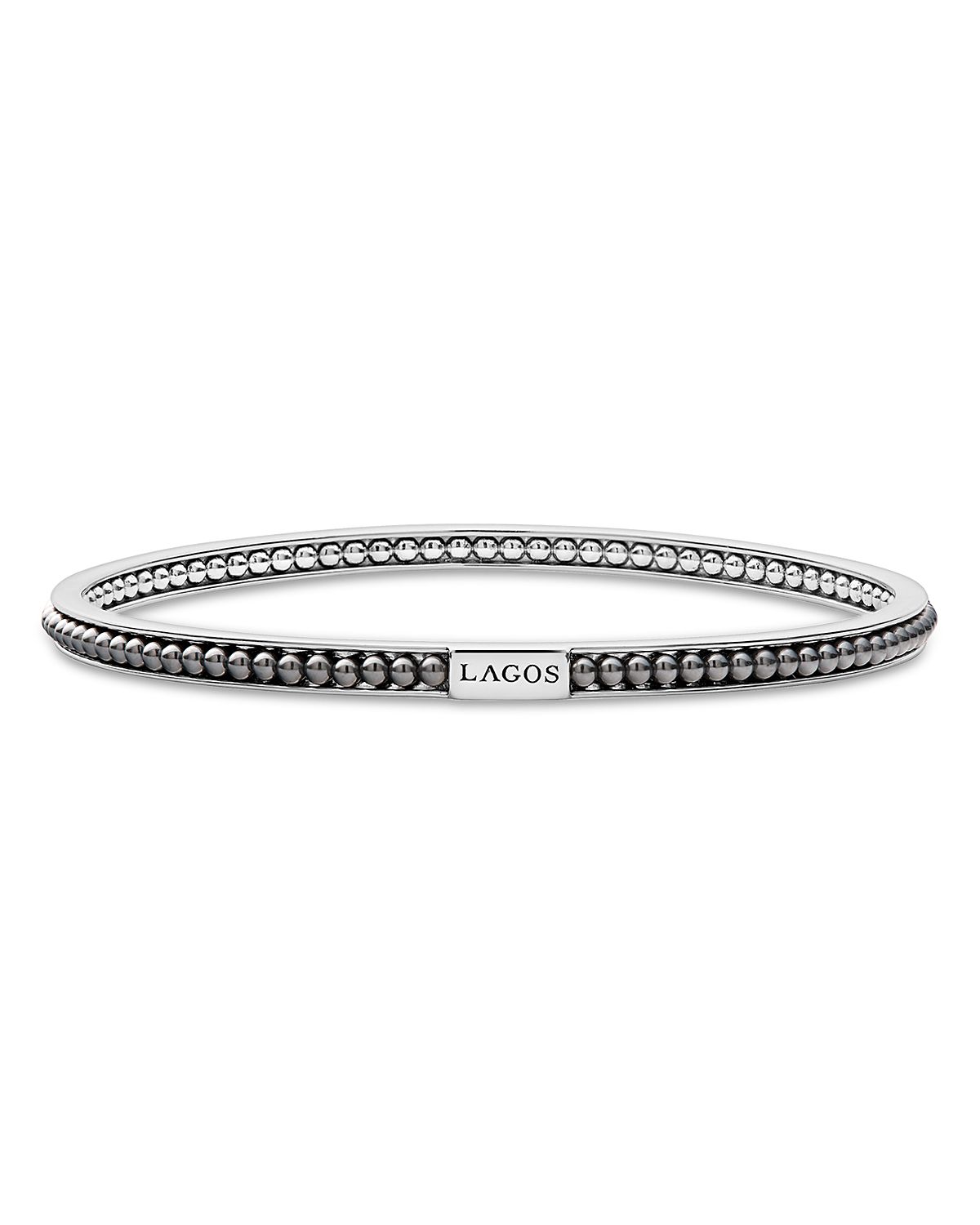 Lagos Sterling Silver Caviar Icon Hematite Beaded Bangle Bracelet