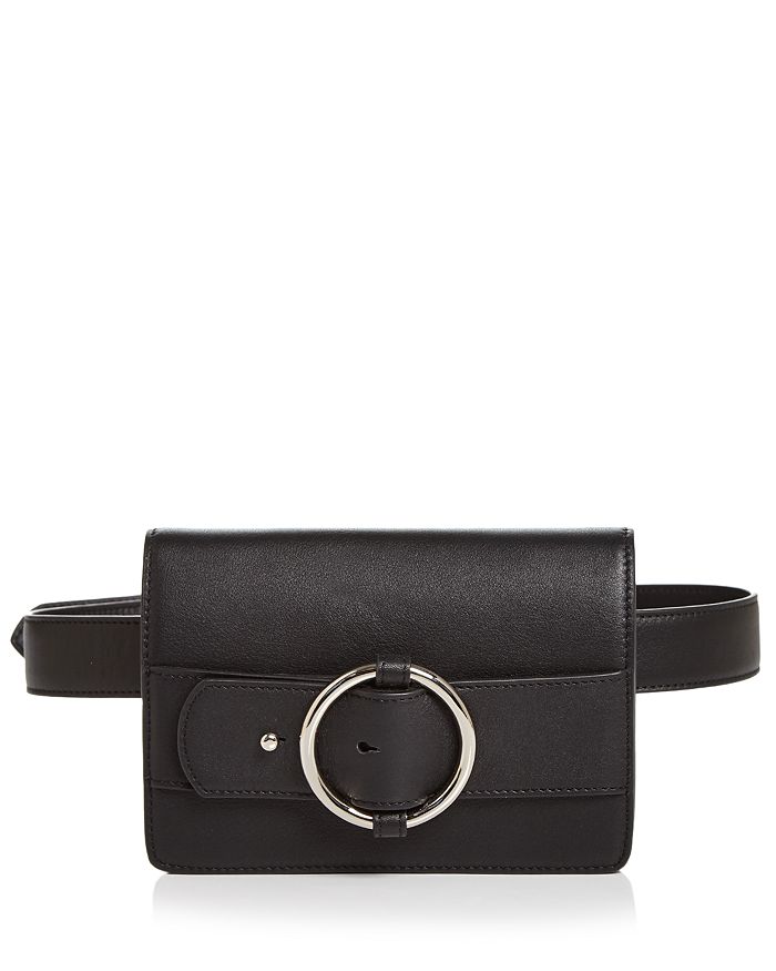 Parisa Wang Allured Small Leather Belt Bag In Black/silver