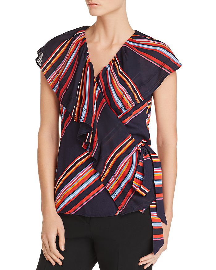 Tory Burch Adelia Striped Wrap Top Bloomingdale s