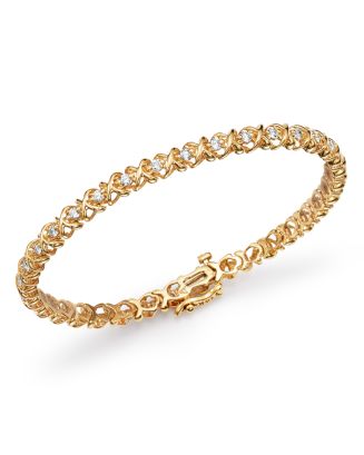 Bloomingdale's Diamond XOXO Eternity Bracelet in 14K Yellow Gold, 1.0 ...