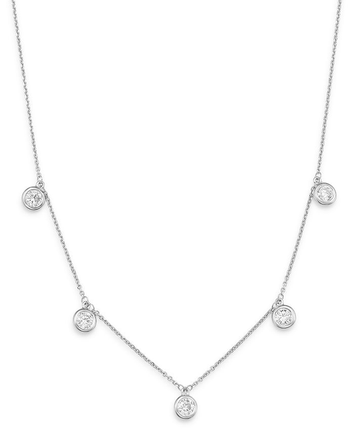 Bloomingdale's Diamond Bezel Set Droplet Station Necklace In 14k White Gold, 1.0 Ct. T.w. - 100% Exclusive