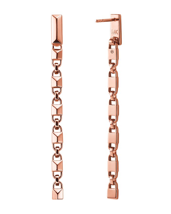 Michael Kors Mercer Link Sterling Silver Drop Earrings In 14k Gold-plated Sterling Silver, 14k Rose Gold-plated S