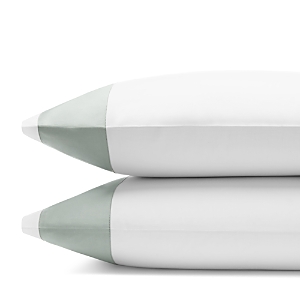 Sferra Casida Standard Pillowcase, Pair In White/seagreen