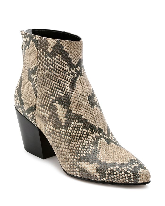 Dolce Vita Women's Coltyn Almond Toe Snakeskin-Embossed Leather Booties ...