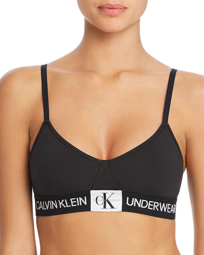 NWT Calvin Klein CK Monogram Logo Unlined Triangle Bralette Bra