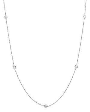 Diamond Station Necklace in 14K White Gold,.50 ct. t.w.