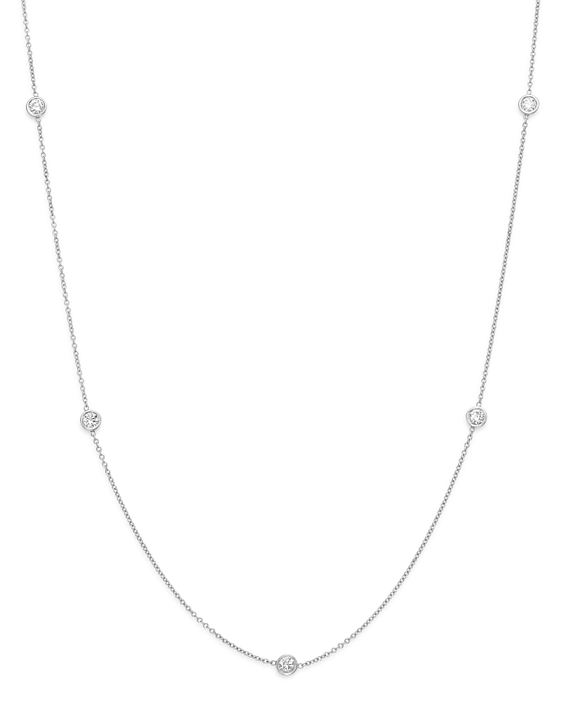 Diamond Station Necklace in 14K White Gold, .50 tcw