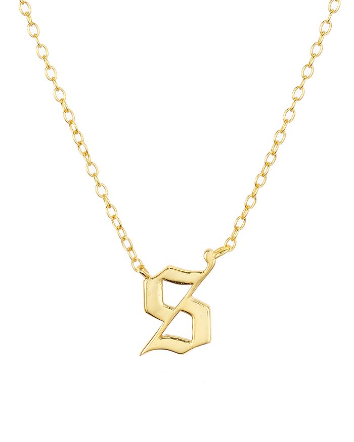 Argento Vivo Gothic Initial Pendant Necklace, 16 In Gold/s