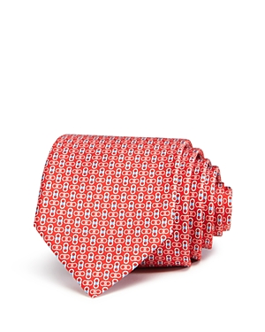 Ferragamo Enne Mini Linked-gancini Silk Classic Tie In Red