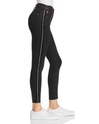 side zip black skinny pants