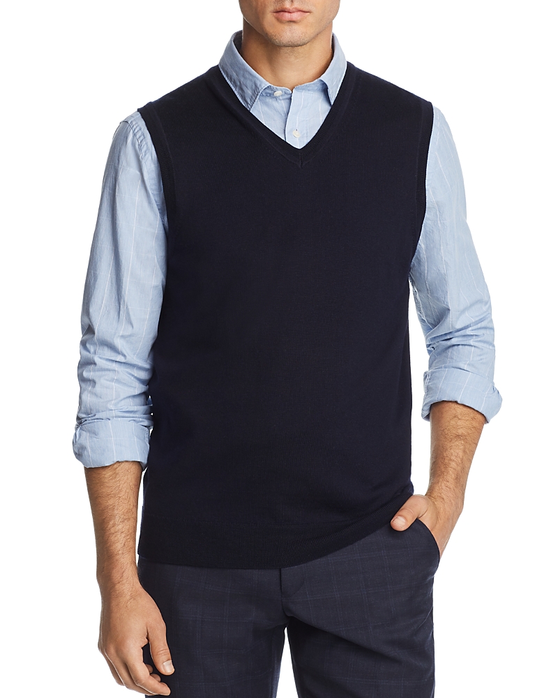 The Men's Store At Bloomingdale's V-neck Merino Wool Vest - Exclusive In Navy
