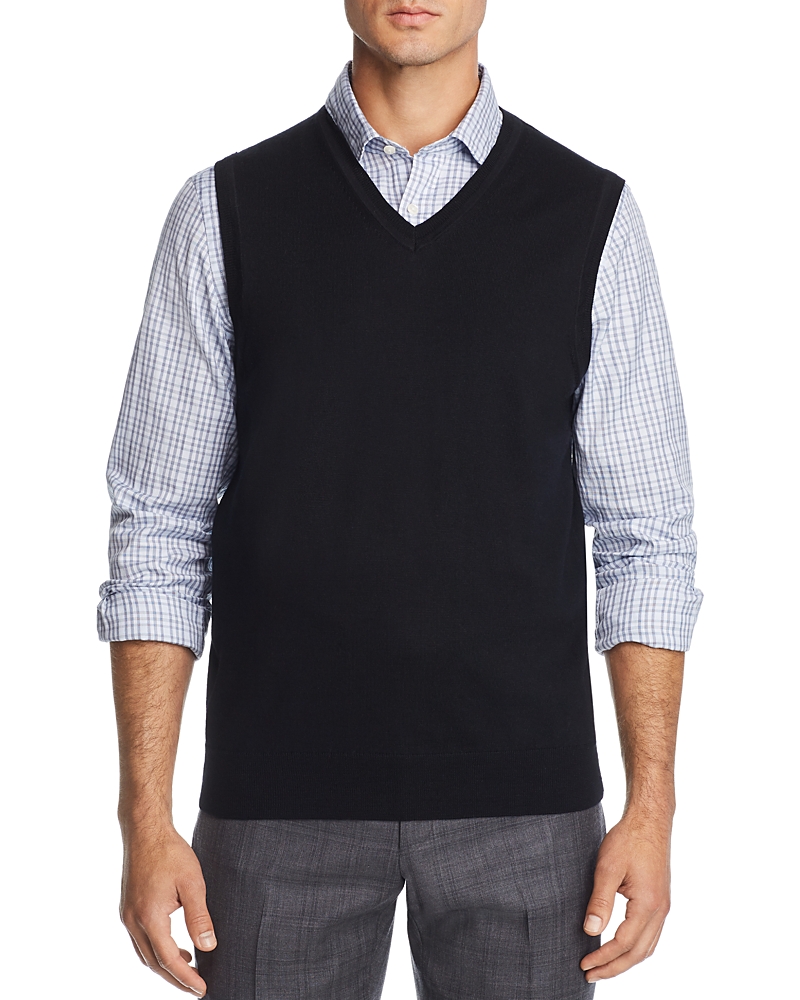 The Men's Store At Bloomingdale's V-neck Merino Wool Vest - Exclusive In Black