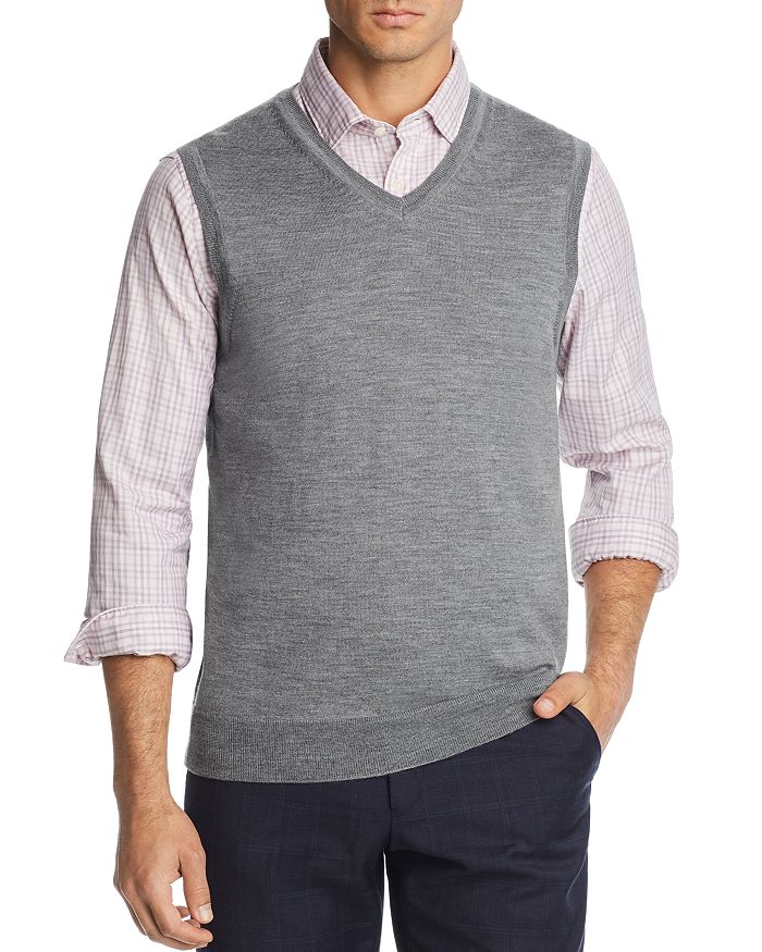 The Men's Store At Bloomingdale's V-neck Merino Wool Vest - 100% Exclusive In Medium Gray