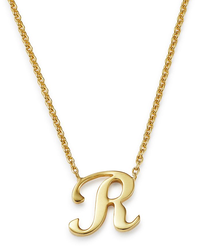 Roberto Coin 18k Yellow Gold Cursive Initial Necklace, 16 In R/gold