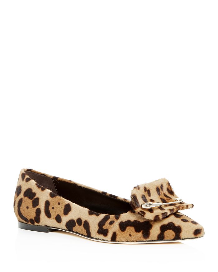 Brian Atwood Women's Amaia Leopard Print Calf Hair Pointed-Toe Flats ...
