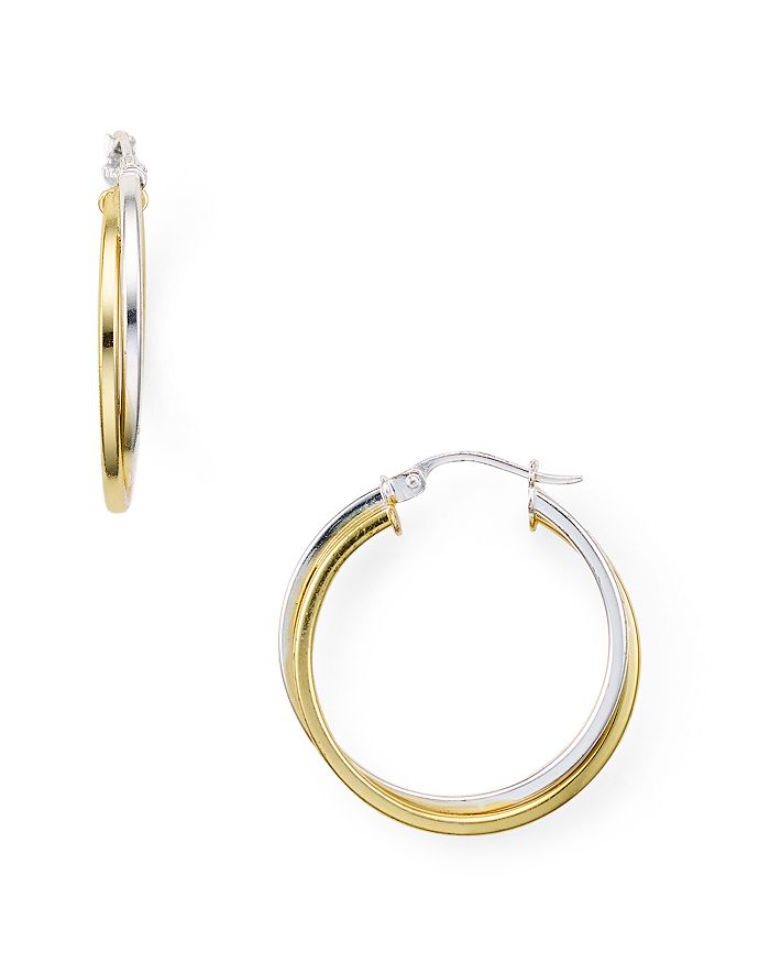 Aqua Double Tube Hoop Earrings In 18k Gold-plated Sterling Silver And Sterling Silver - 100% Exclusive In Gold/silver