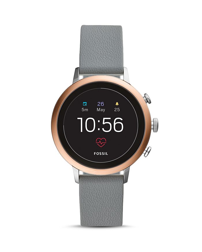 Fossil Q EXPLORIST HR GRAY LEATHER STRAP TOUCHSCREEN SMARTWATCH, 40MM