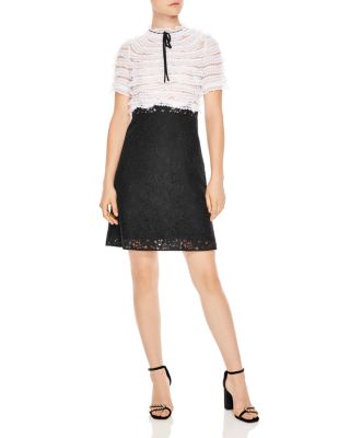 sandro two tone lace dress