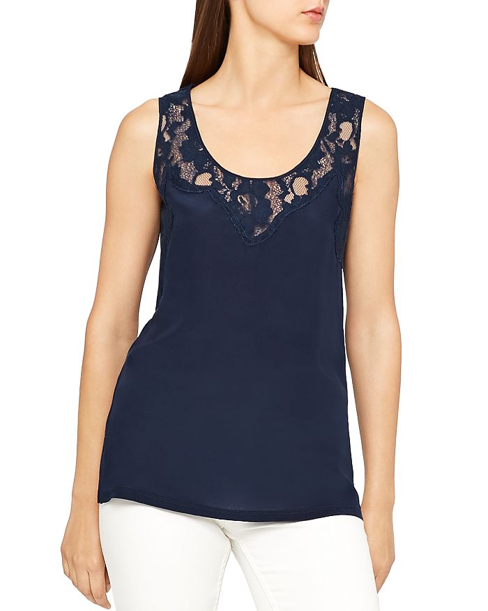 REISS Adonia Lace-Inset Top | Bloomingdale's
