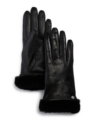 UGG® Shorty Shearling Cuff Leather Tech Gloves   Bloomingdale's